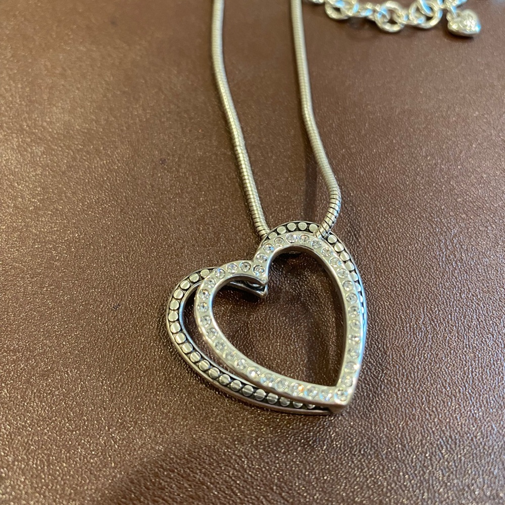 Brighton Silver Double Heart Necklace NWOT